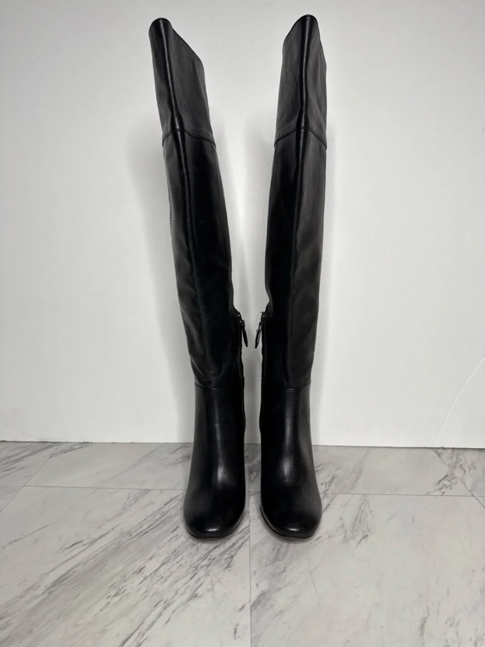 Tory Burch Black Leather Over The Knee Heeled Boot 5 1/2 M